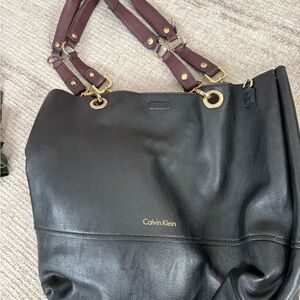 Calvin Klein Black and Brown Shoulder Bag